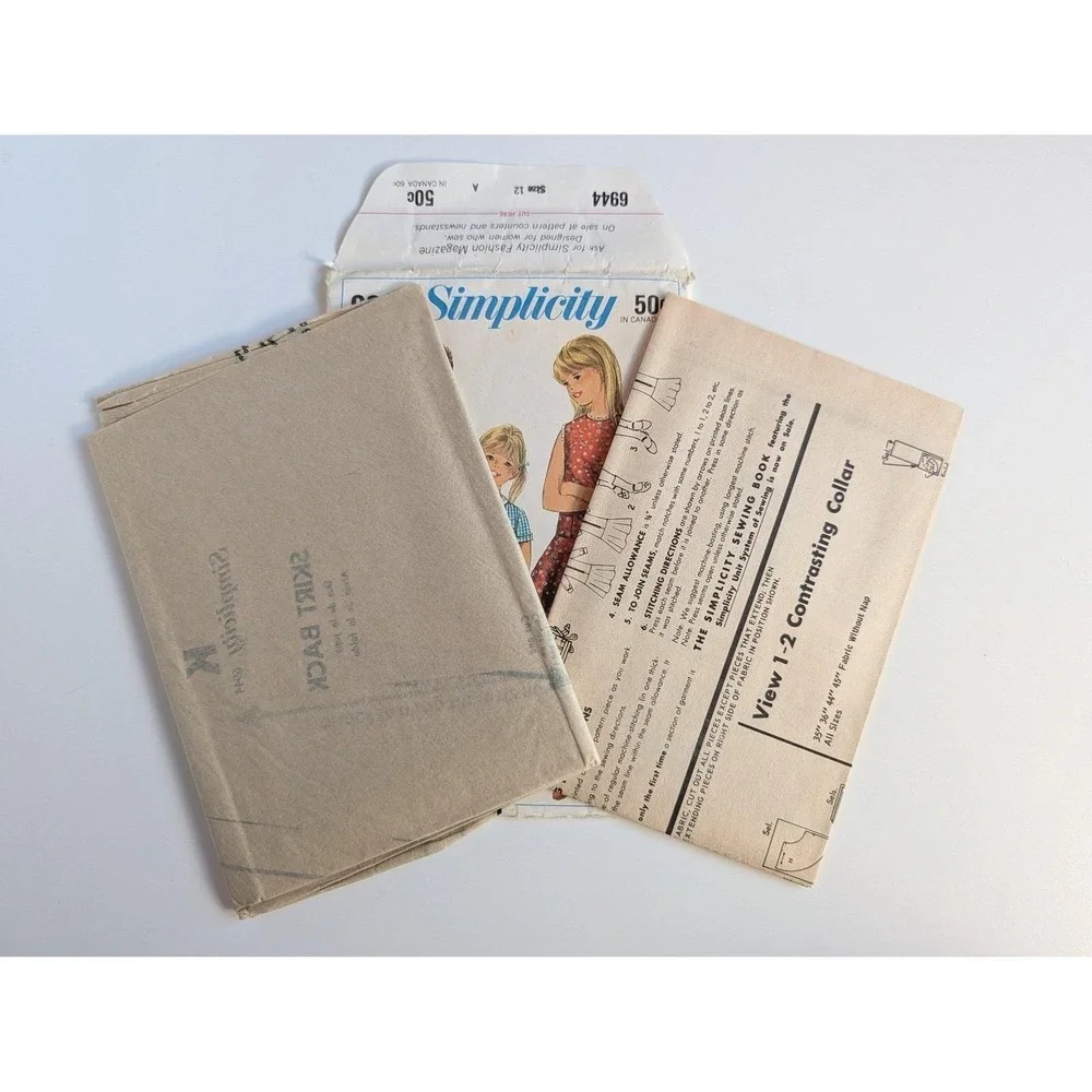 UC/FF Simplicity 6944 Girls Sewing Pattern Size 12 Bust 30 VTG Drop Waist Dress